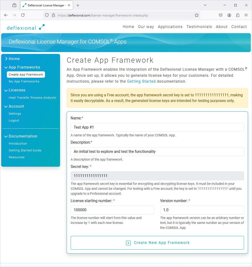 Create App Framework