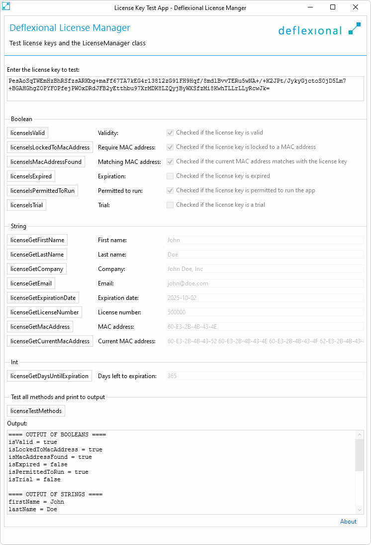 License Key Test App